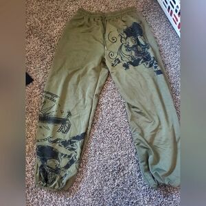 Amry Green Grunge Skull Sweatpants